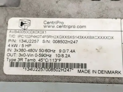 Used CentriPro 134U2257 Aquavar Variable Speed Drives Michigan US | Maverick Industrial Sales #1396942