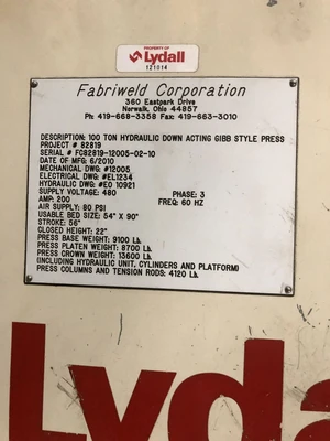 USED 2010 FABRIWELD FABRIWELD CUSTOM PRESS