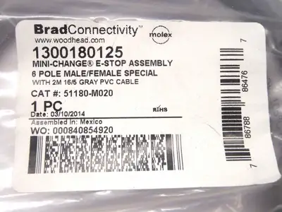USED WOODHEAD BRADCONNECTIVITY MINI-CHANGE E-STOP ASSY. 6 POLE M/F 2M