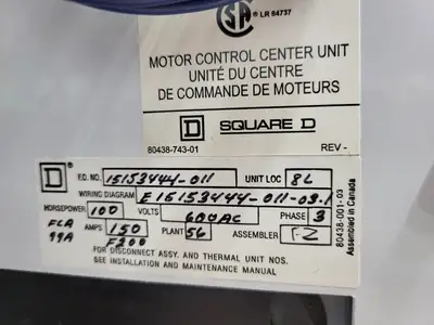 USED SQUARE D MODEL 6