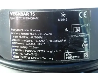 Used VEGA BR75.XXGNMDAA1X Pressure Transmitters Ohio US | HGR 24 #797197