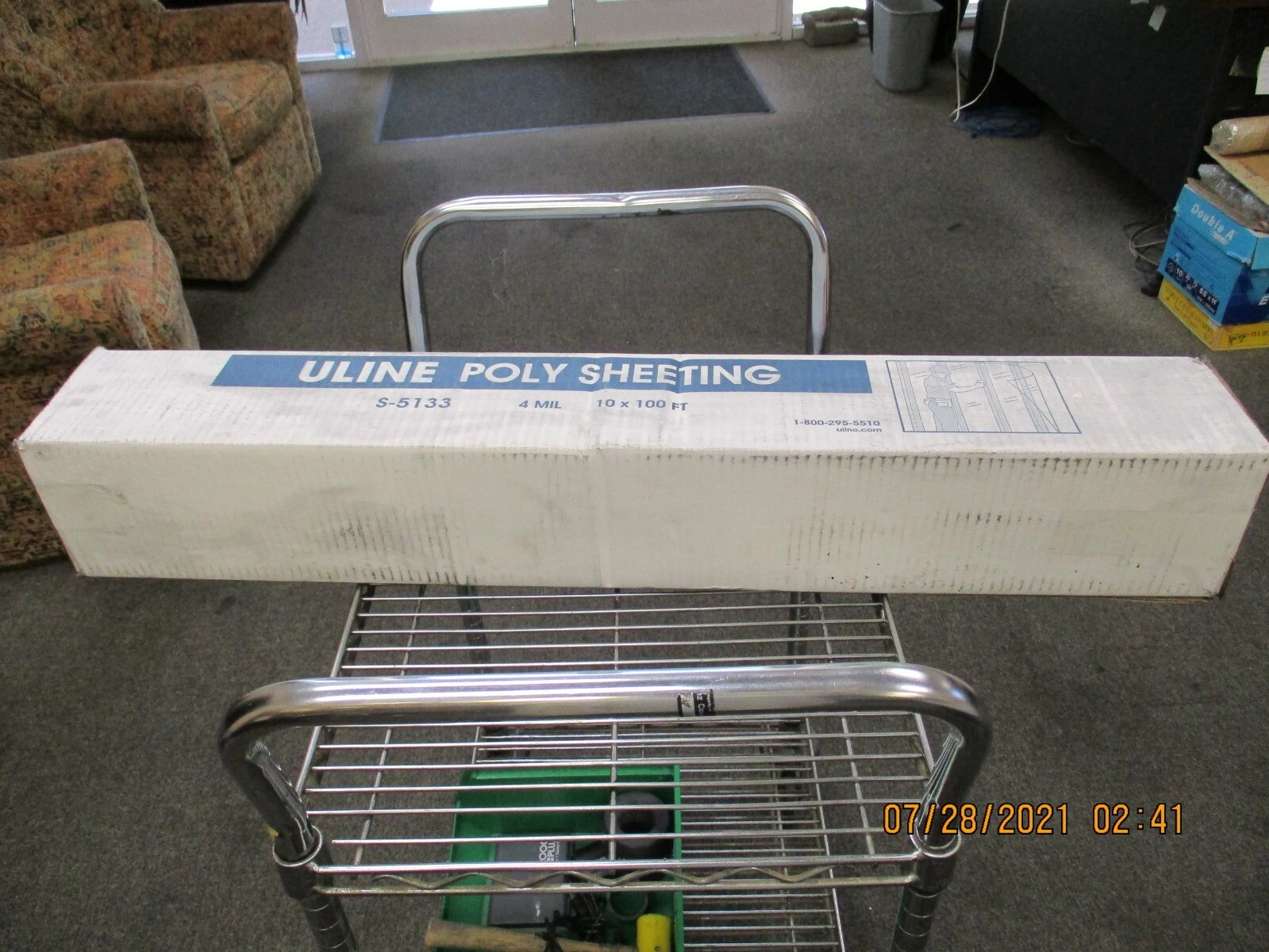 Uline S-5133 4 MIL 10X100 ft Poly Sheeting (1 full box & 1 Incomplete Box)