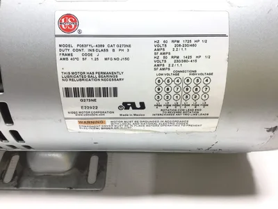Gast 0823-101Q-G273/P063FYL-4389/G273NE Vacuum Pump 50/60Hz 1425/1725RPM 1/2HP
