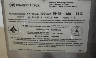 142-0051 Market Forge FT-40GL Natural Gas 40 Gallon Steam Jacketed Tilt Soup Ket