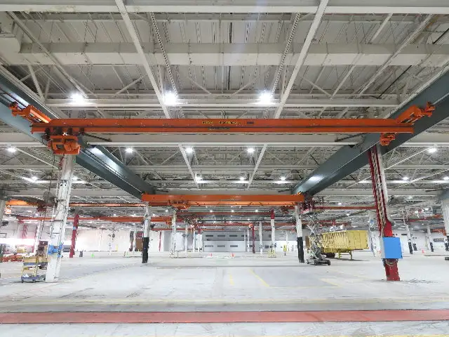 Cleveland Tramrail P&H 3 Ton Single Girder Underhung Bridge Crane 45' 10" Span