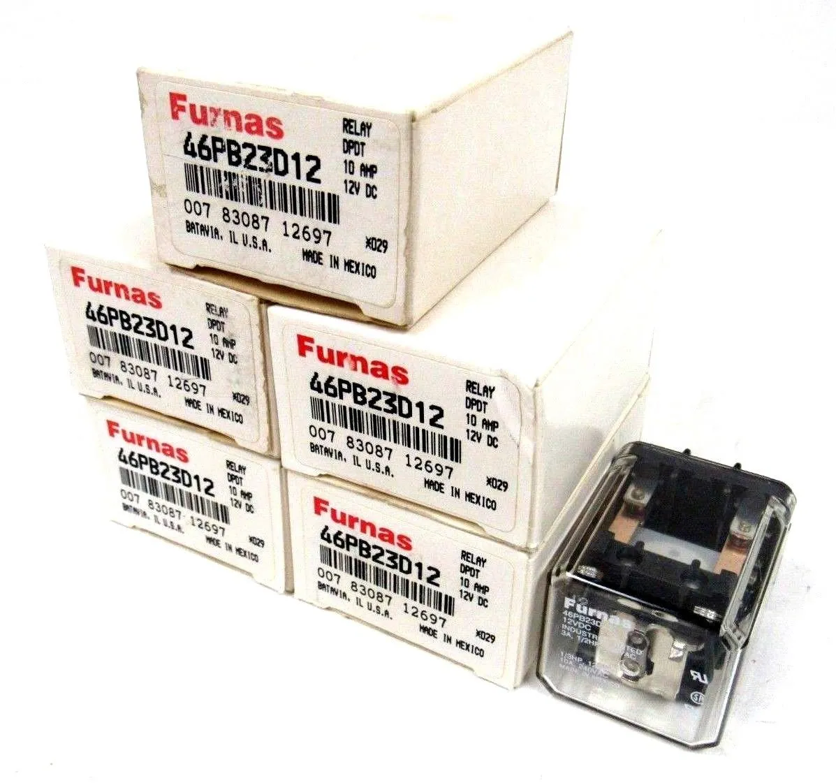 NEW LOT OF 5 FURNAS 46PB23D12 RELAY 10A 12VDC