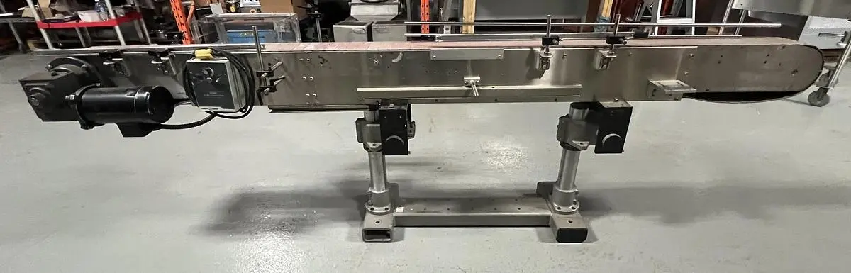 Used 9’ Long Stainless Steel Motorized Conveyor