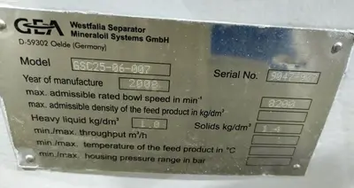 GEA Westfalia GSC 25-06-007 wine/beer clarifier skid, 316SS.