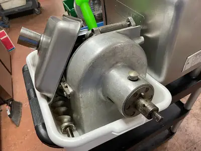 Used Hobart Used Hobart 4812 Commercial Meat Grinder Motor with Grinder and Slicer Attachments 120V Grinders / Shredders - Food Illinois US | Falcon Restaurant Supply #1373529