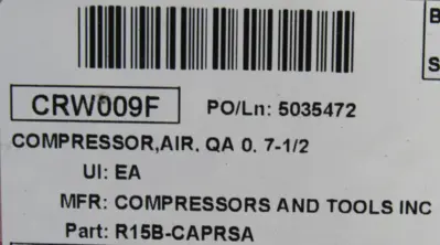NEW CHAMPION R15B-CAPRSA COMPRESSOR PUMP R2-30A R-SERIES 2-30HP