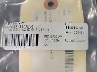 Bearing Spacer No. B7120722 1-1/2" Bore