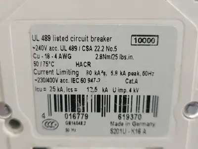 USED ABB S201U-K16