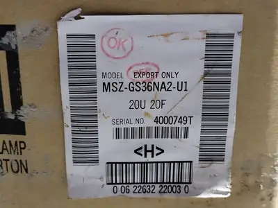 New | in-Stock MITSUBISHI ELECTRIC MSZ-GS36NA2-U1 HVAC Parts and Equipment British Columbia CA | Lenmark #477530