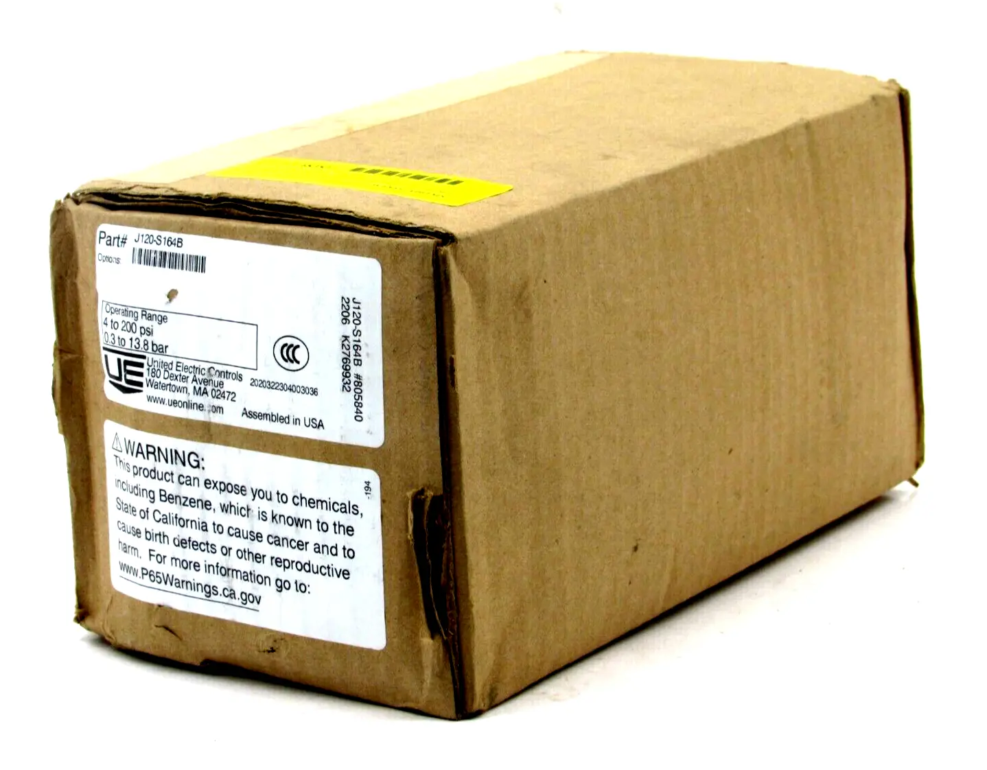 NEW SEALED UNITED ELECTRIC CONTROLS J120-S164B PRESSURE SWITCH J120S164B