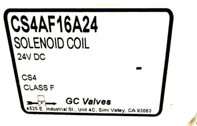 NEW GC VALVES CS4AF16A24 SOLENOID COIL 24VDC