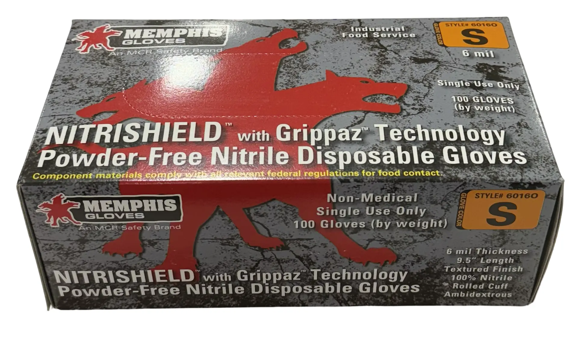 Memphis NITRISHIELD Powder-Free Nitrile Disposable Gloves 6 mil Size Small 100 Pack