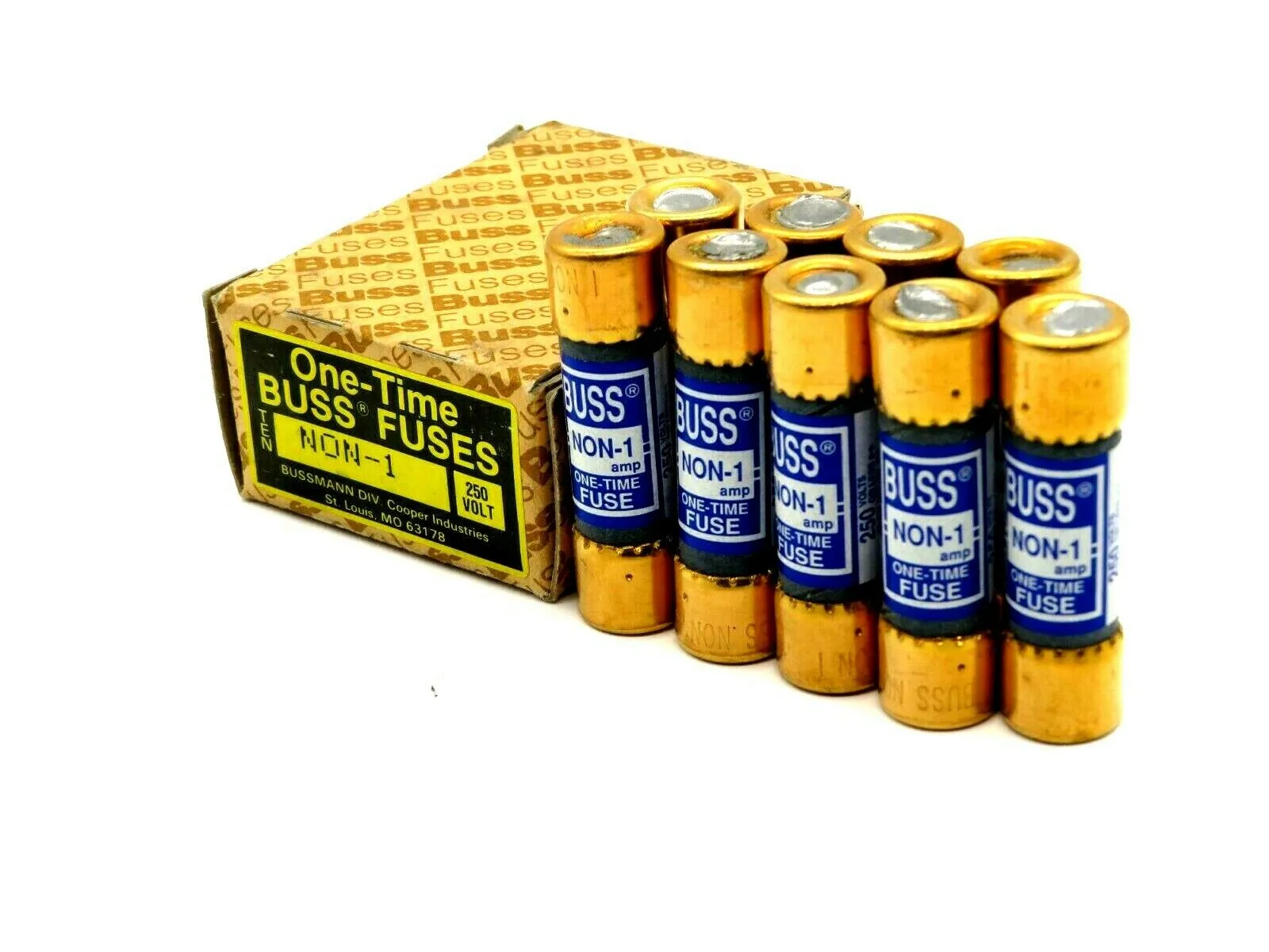 NEW BUSSMANN LOT OF 10 NON-1 FUSES 250 V NON1