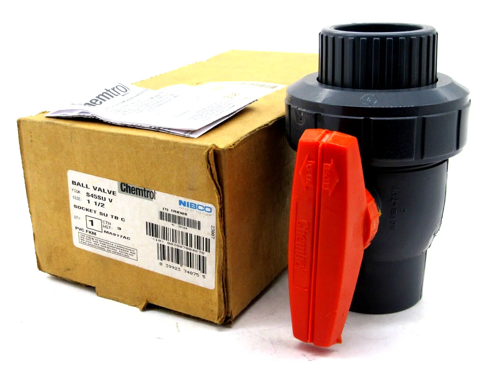 NEW NIBCO CHEMTROL S45SU-V BALL VALVE 1 1/2" S45SUV