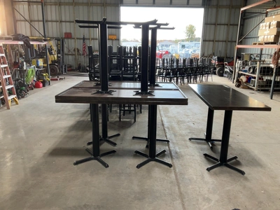 Used LOT OF (5) BARTOP TABLES WITH WOODED TOPS AND METAL LEGS Preparation Tables Michigan US | Miedema Asset Management Group #1761567