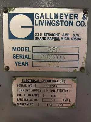 Used 1972 GALLMEYER & LIVINGSTON CO. 280 Reciprocating Surface Grinders Michigan US | Aucto #1307346