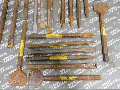 Lot of 41 Rusty Bits Clay Spade, Bull Point, Cold Chisel, Bushing Tool Used