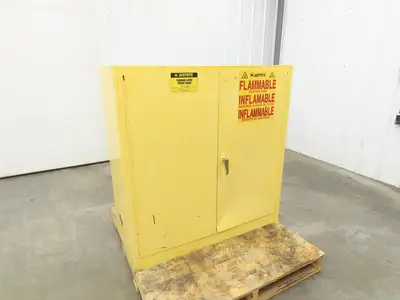Justrite 25300 Yellow Flammable Safety Cabinet Dual Door 30 Gallon Liquid
