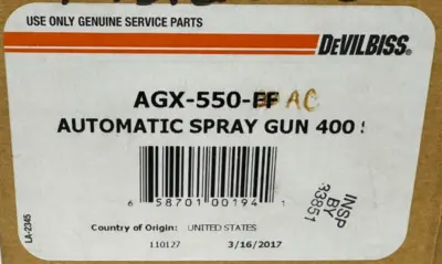 NEW DeVILBISS AGX-550-AC AUTOMATIC SPRAY GUN 400 S