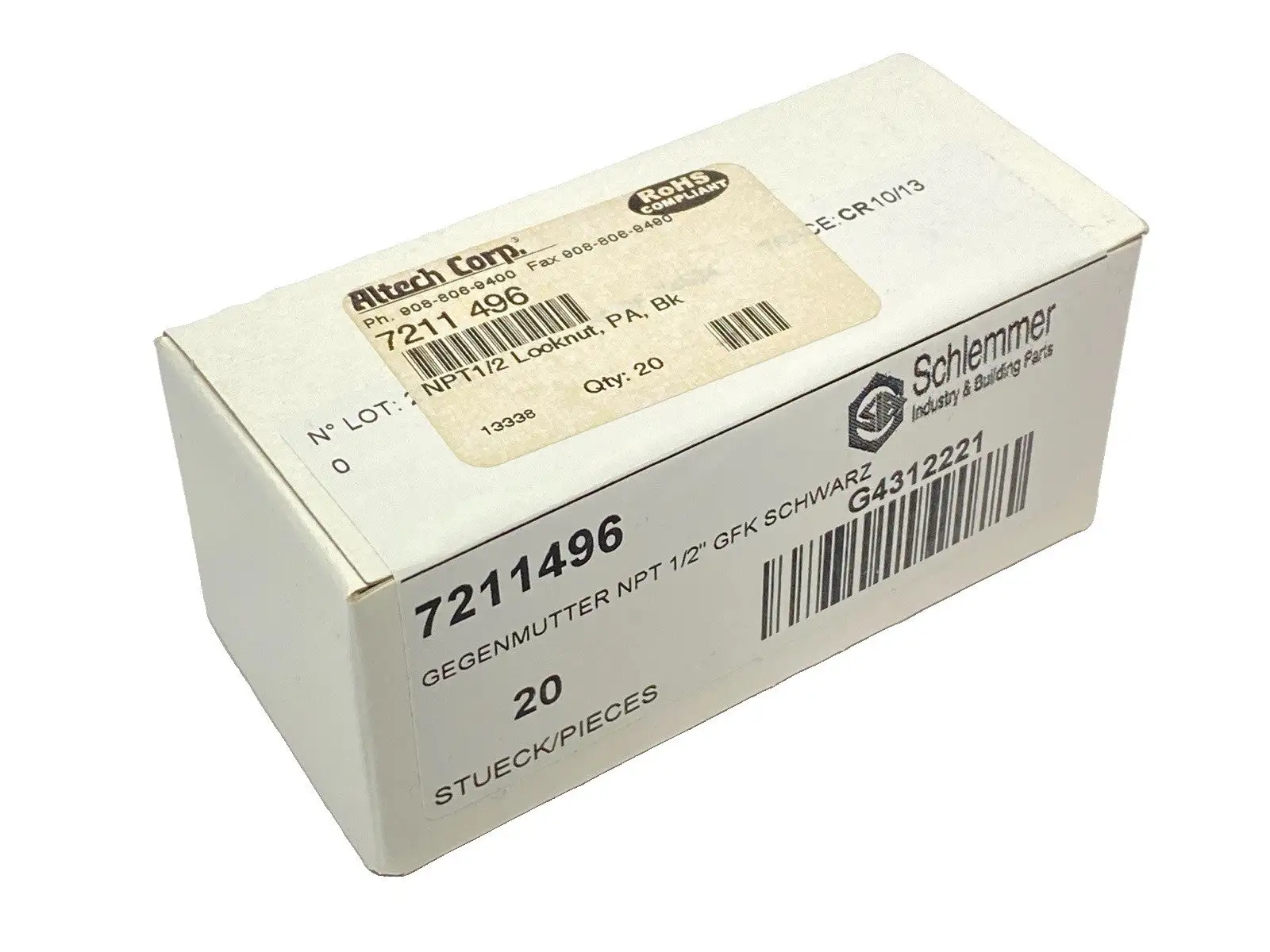 New | in-Stock Altech Corp Polyamide Lock Nut 1/2" NPT PKG OF 20 Nuts & Screws Michigan US | Maverick Industrial Sales #1390841