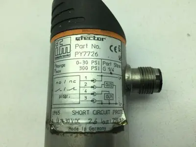 IFM Efector PY7726 Pressure Sensor Transducer 12121A 30 psi 24vdc