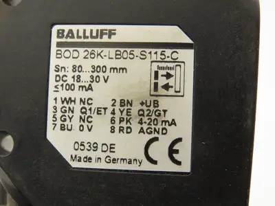 Balluff BOD 26K-LB05-S115-C Photoelectric Proximity Sensor 	80-300mm Range