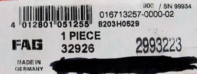 NEW FAG 32926 BEARING 016713257-0000-02 8203H0529
