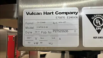 Used Vulcan Used Vulcan MINI-JET Mini Size Electric Combi Oven with Touch Controls 208V 1/3PH - SA Electric Ovens Illinois US | Falcon Restaurant Supply #1374887