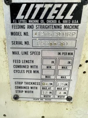 USED 1986 LITTELL 20-12 REEL AND 412-5PD HRP