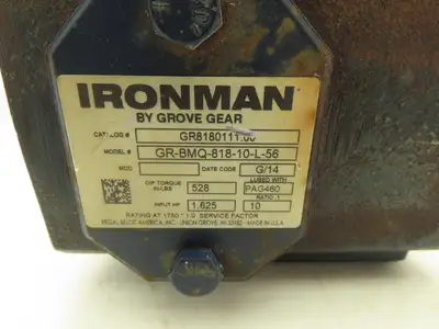 Grove Gear GR-BMQ-818-10-L-56 Ironman Worm Gearbox 10:1 Reducer 175rpm LH 56C