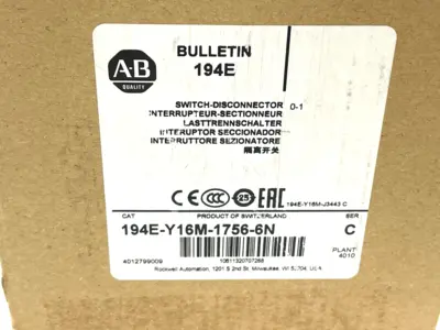 194E-Y16M-1756-6N | Allen Bradley  Ser. C Disconnect Load Switch - New
