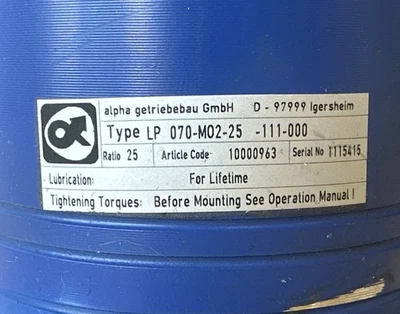 USED Wittenstein Alpha Getriebebau LP 070-M02-25-111-000
