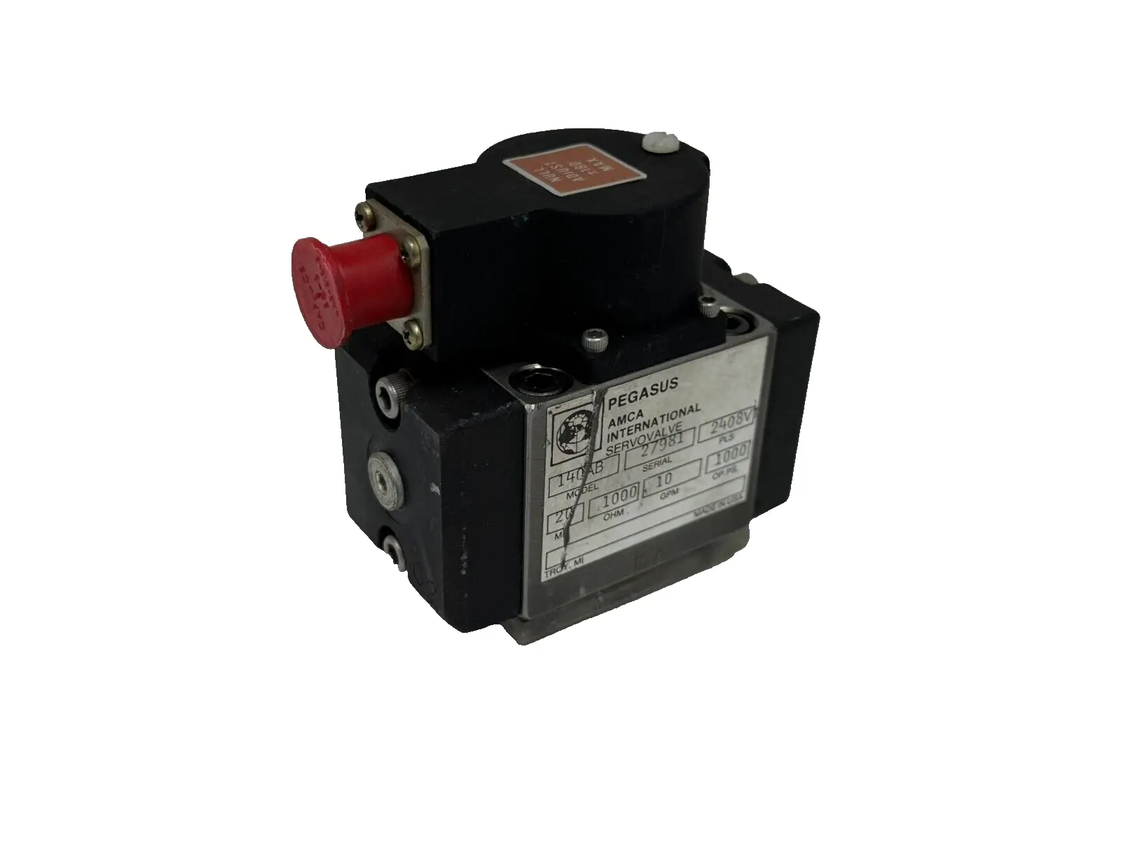 PEGASUS 140AB SERVO VALVE 2408VT 20mA 1000OHM 10GPM REFURBISHED
