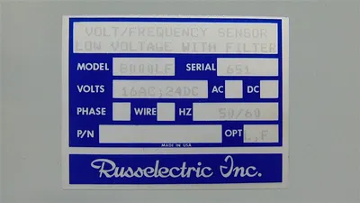 Russelectric Inc. 8000LF Low Voltage Volt/Frequency Sensor Used