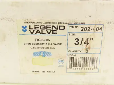 Legend Valve 202-404 3/4" CPVC Compact Ball Valve Lot of 2 Boxes Total of 9