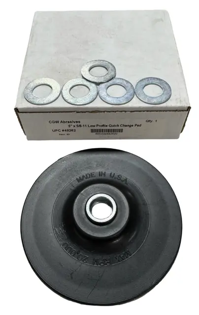 CGW 5" x 5/8-11 Rubber Back-Up Pad with Smooth Face for Low Profile Grinder