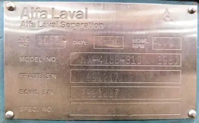 Alfa-Laval NX 418B-31G decanter centrifuge, 316SS.