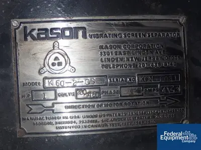 USED Kason 60" Kason Screen, 1 Deck, C/S