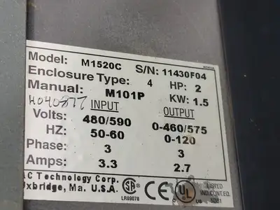 2 hp, 480/590 Volts, 3-Phase VFD M1520C