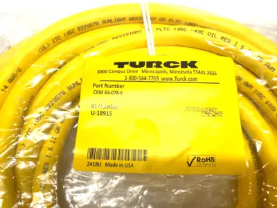 NEW TURCK POWERFAST SINGLE ENDED CORDSET M23 STRAIGHT FEMALE
