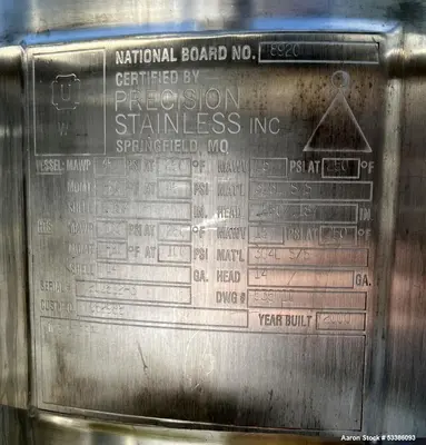 Used 27.2 Gallon Industrial Vertical Precision Stainless Tank