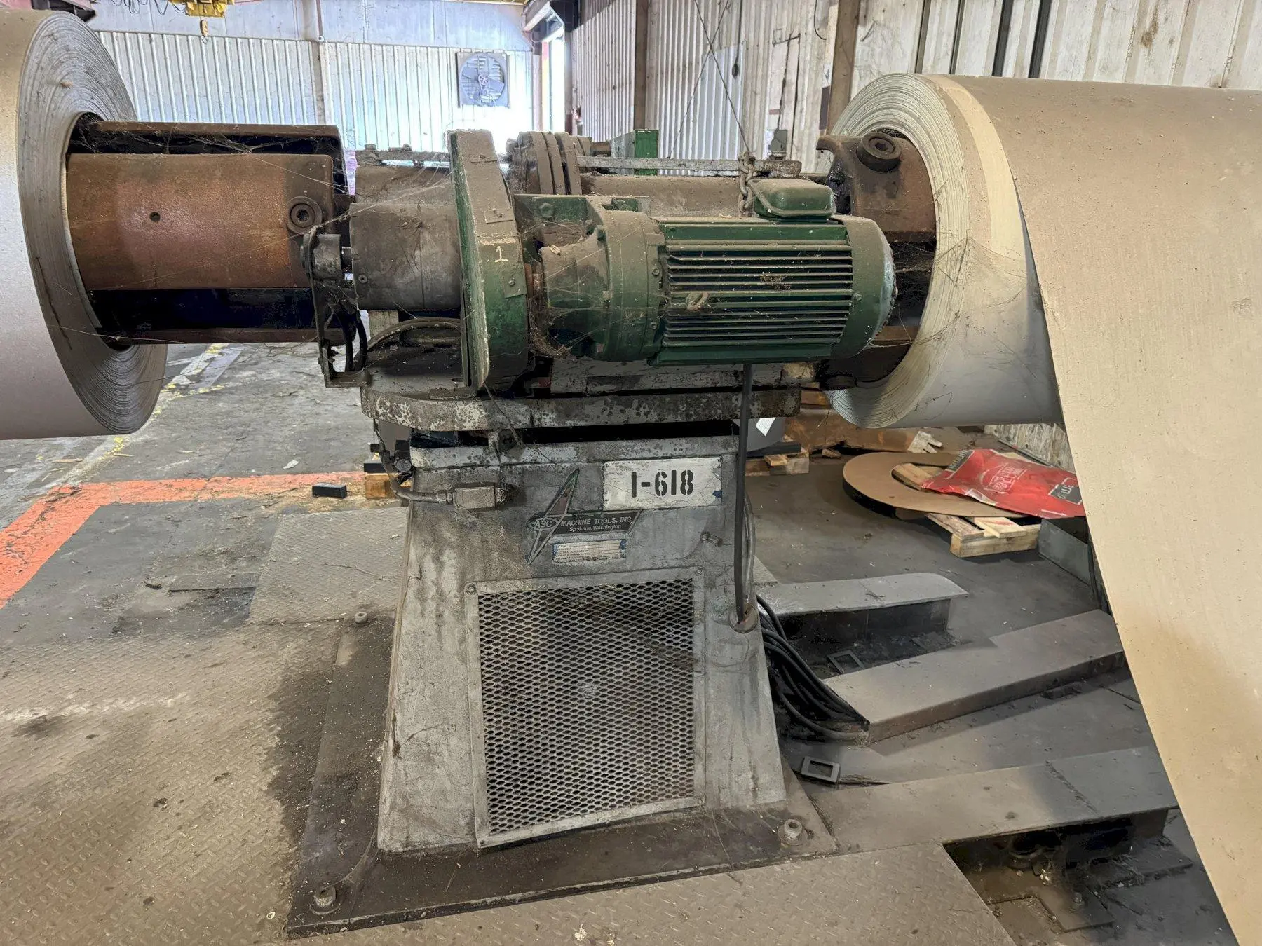 10,000 LBS X 48” X 72" OD ASC MODEL #10D48D22/5H200 DOUBLE END COIL REEL UNCOILER: STOCK #23383