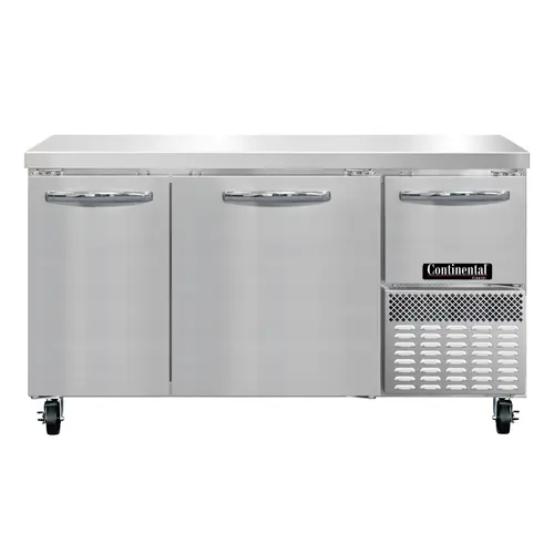 Continental FA60N 60" W Worktop Freezer W/ (3) Sections & (3) Doors, 115v