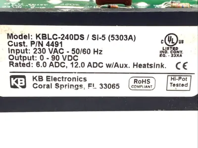 USED KB DC MOTOR SPEED CONTROLLER 0-90VDC 230VAC