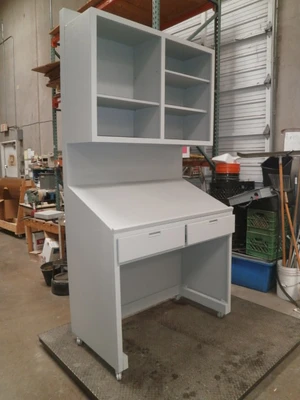Custom Gray Design Storage/Workbench Unit Furniture 47 1/2" x27"X95" Wheels