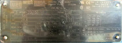 NEW WEG R02018ET3E256T-W22 MOTOR W22 20HP 1762RPM 380V CC029A 1-5/8" DIA. 256T